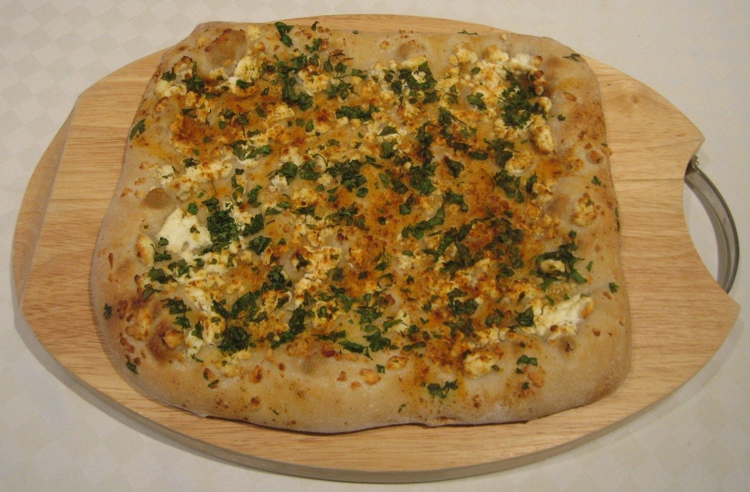 Focaccia Bread with Feta Cheese, Garlic & Parsley