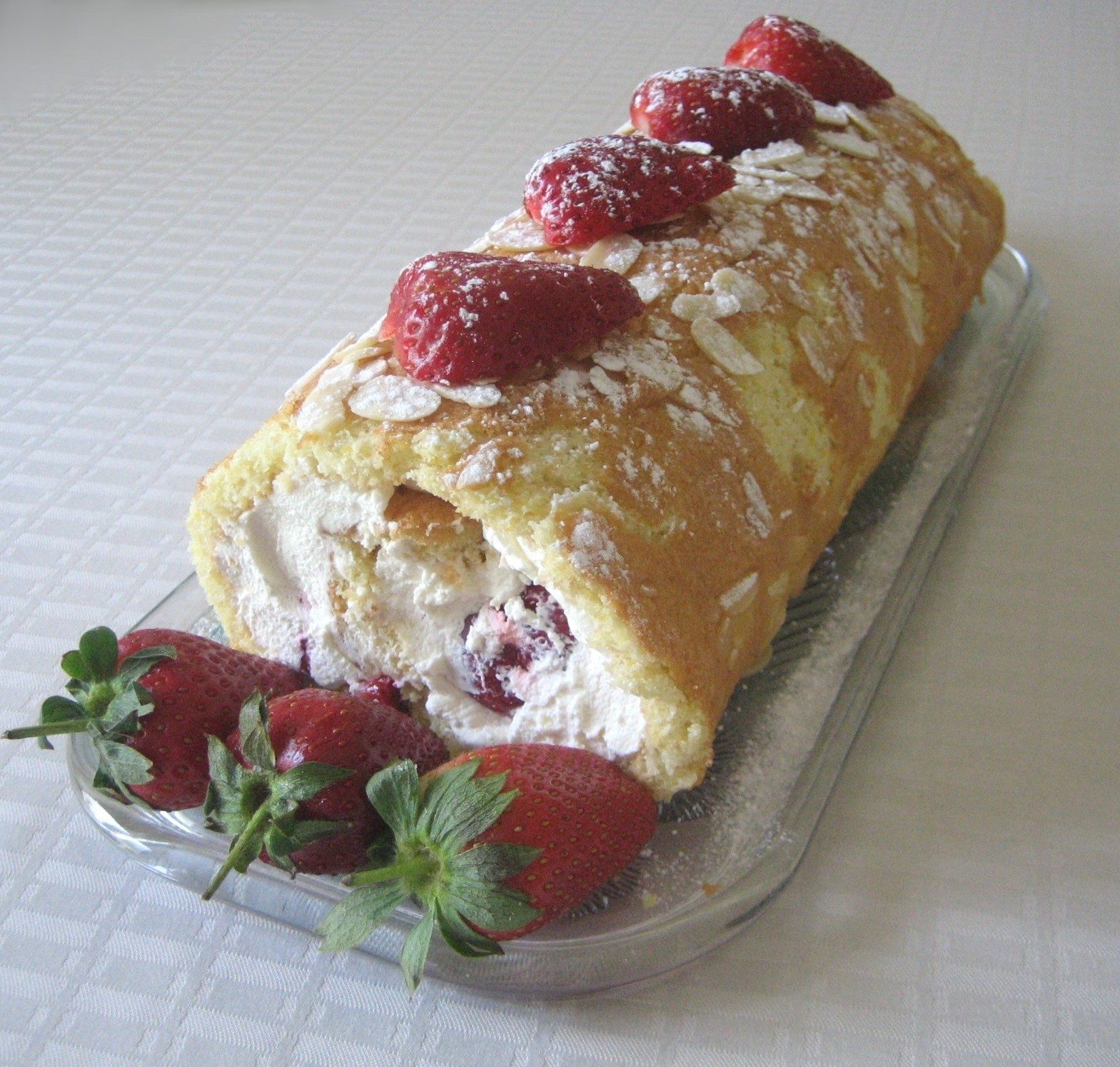 Almond Roulade with Strawberries and Cream