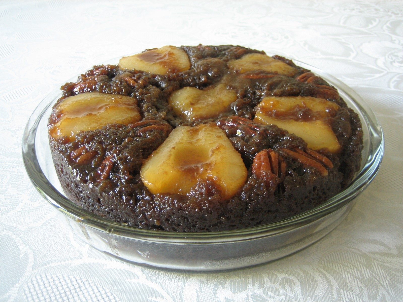 Pear and Ginger Upside Down Pudding (with pecans)