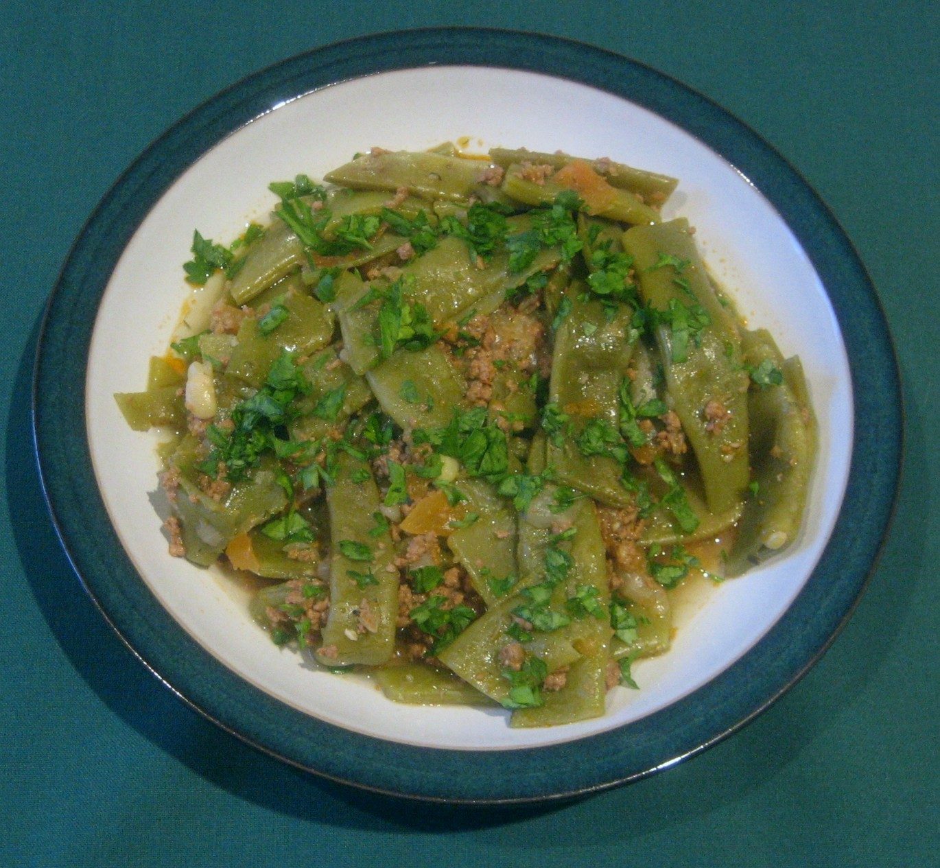 Green Beans in a minced beef and tomato sauce (Kıymalı Yeşil Fasulye)