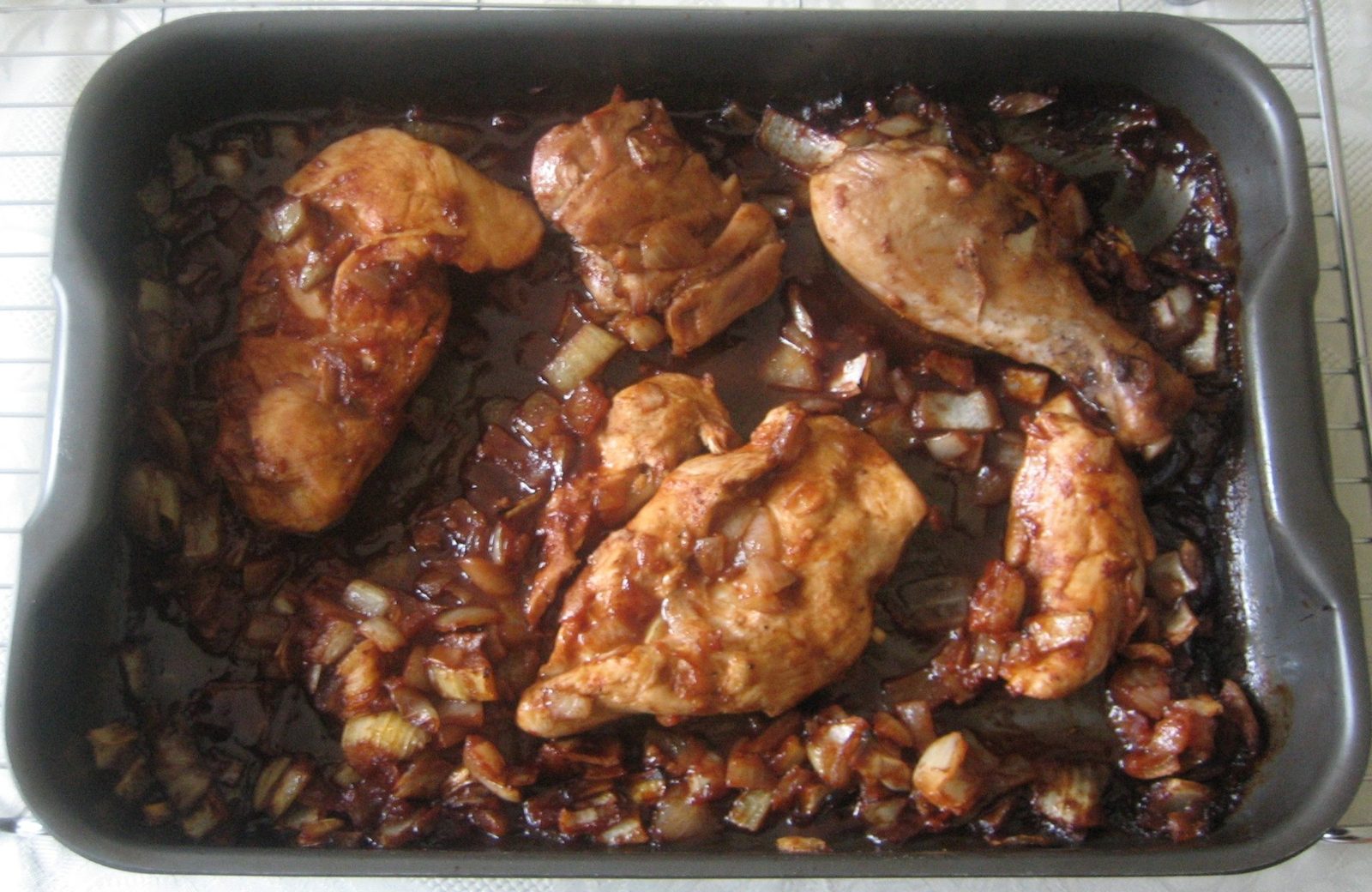 Roasted Chicken pieces in Barbecue Sauce